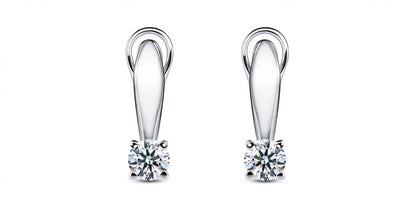 Rose Gold Solitaire Diamond Drop Hoop Earrings