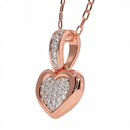 14K Yellow Gold Pavé Diamond Heart Pendant Necklace