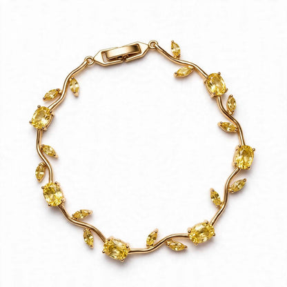 18K Gold Plated Pink Tulip Vine Bracelet | Lab Grown Diamonds