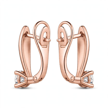 Rose Gold Solitaire Diamond Drop Hoop Earrings