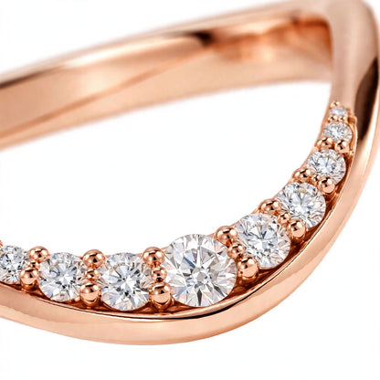 14K White Gold Shared-Prong Curved Diamond Wedding Band