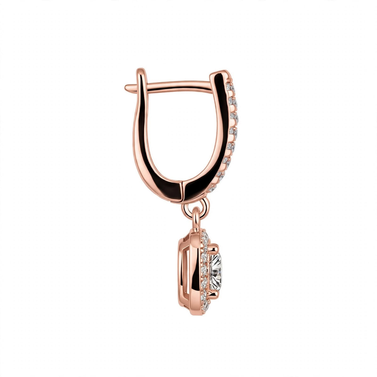 14K Yellow Gold Cushion Halo Dangle Drop Earrings