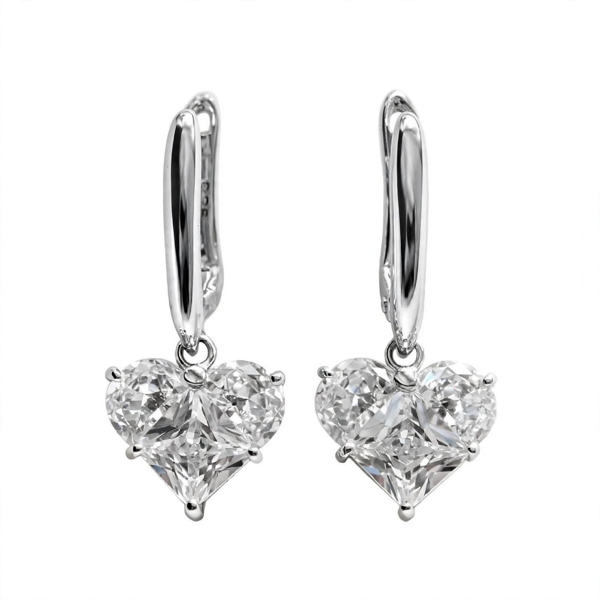 14K Gold Heart Cut Solitaire Drop Earrings