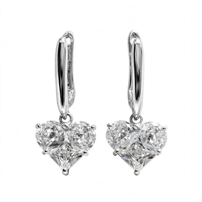14K Gold Heart Cut Solitaire Drop Earrings