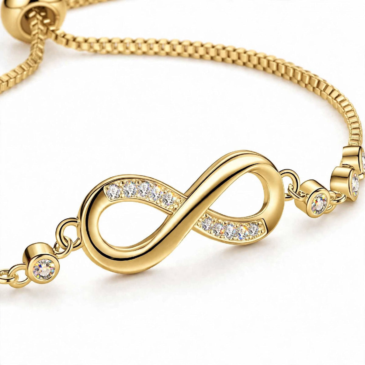 18K Rose Gold Plated Infinity Bolo Bracelet With Lab-Grown Diamonds