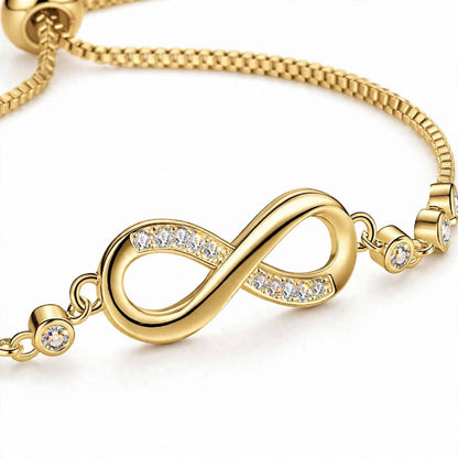 18K Rose Gold Plated Infinity Bolo Bracelet With Lab-Grown Diamonds