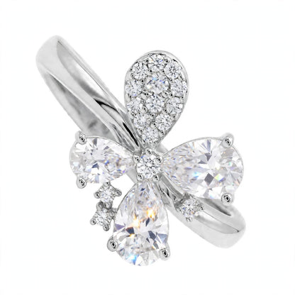 14K Yellow Gold Fancy Cluster Diamond Butterfly Ring