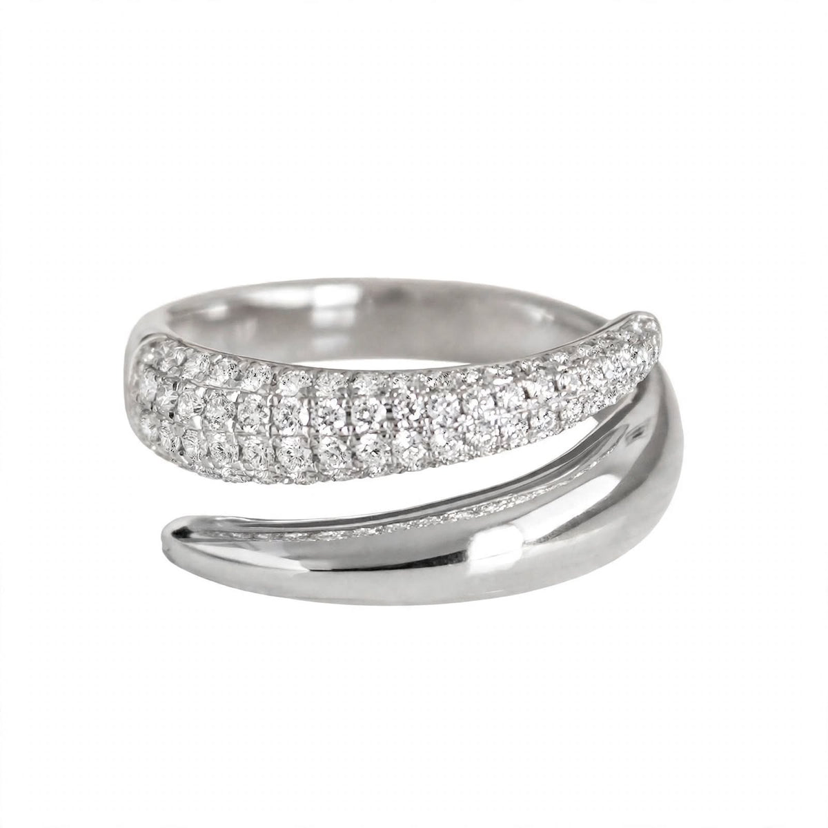 14K Rose Gold Pavé Diamond Open Wrap Ring