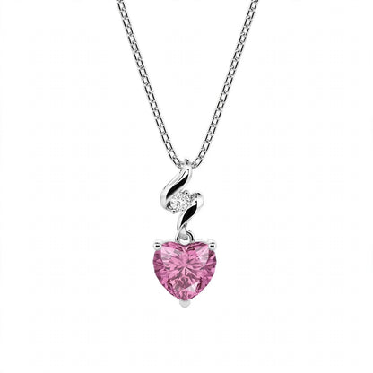 925 Sterling Silver Twist Heart Cut Birthstone Pendant Necklace