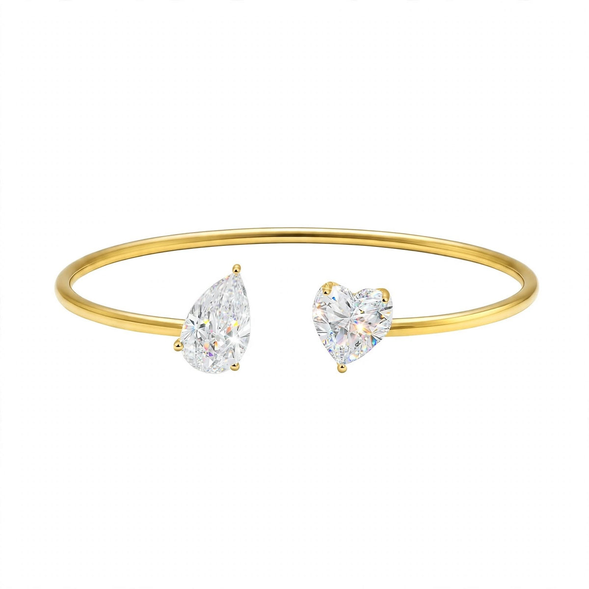 14K Rose Gold Toi et Moi Open Cuff Bracelet