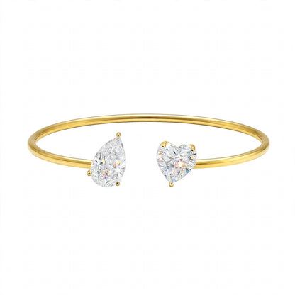 14K Rose Gold Toi et Moi Open Cuff Bracelet