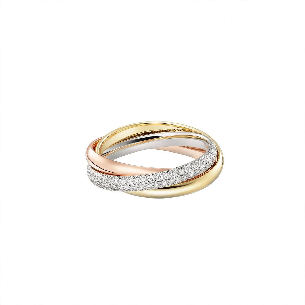 18K Tri-Color Gold Intertwined Rolling Ring