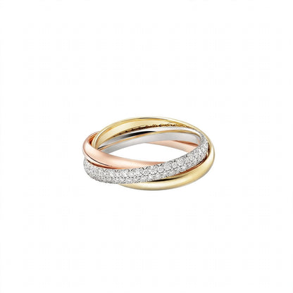 18K Tri-Color Gold Intertwined Rolling Ring