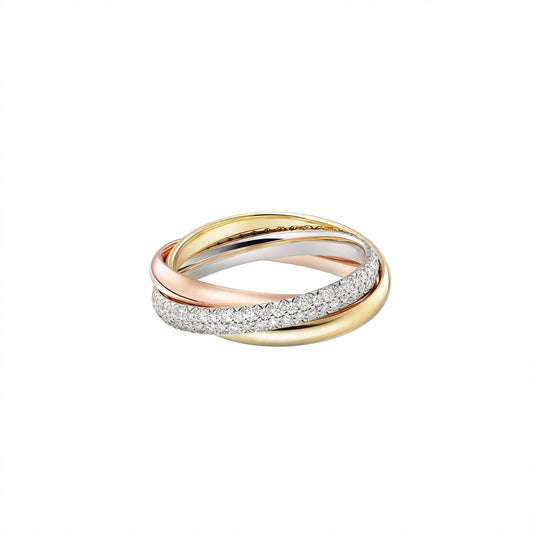 18K Tri-Color Gold Intertwined Rolling Ring