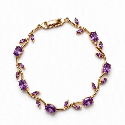 18K Gold Plated Pink Tulip Vine Bracelet | Lab Grown Diamonds