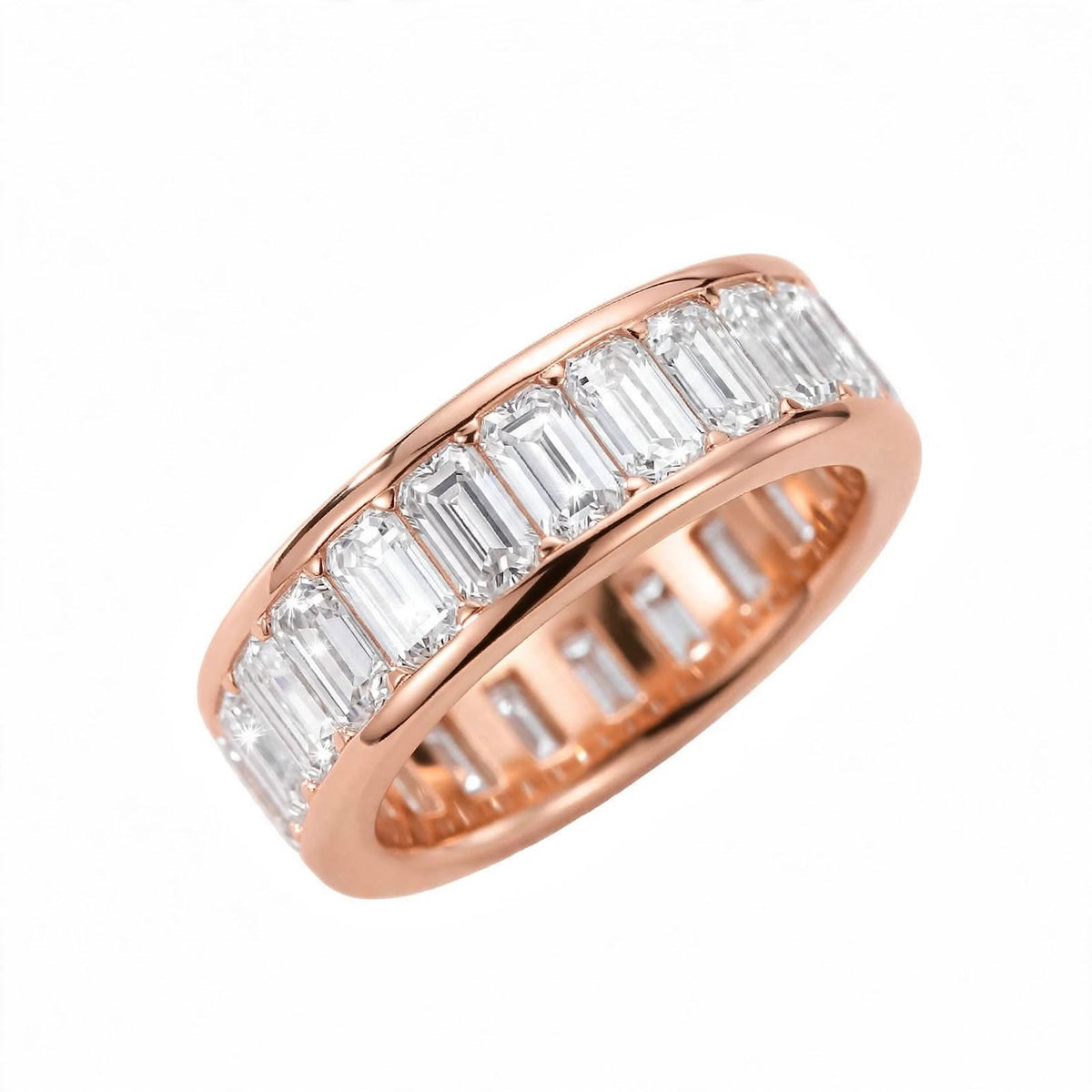 14K Yellow Gold Emerald-Cut Diamond Full Eternity Band