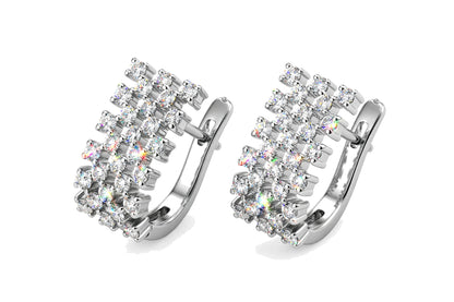 Multi-Row Pavé Diamond Huggie Hoop Earrings.