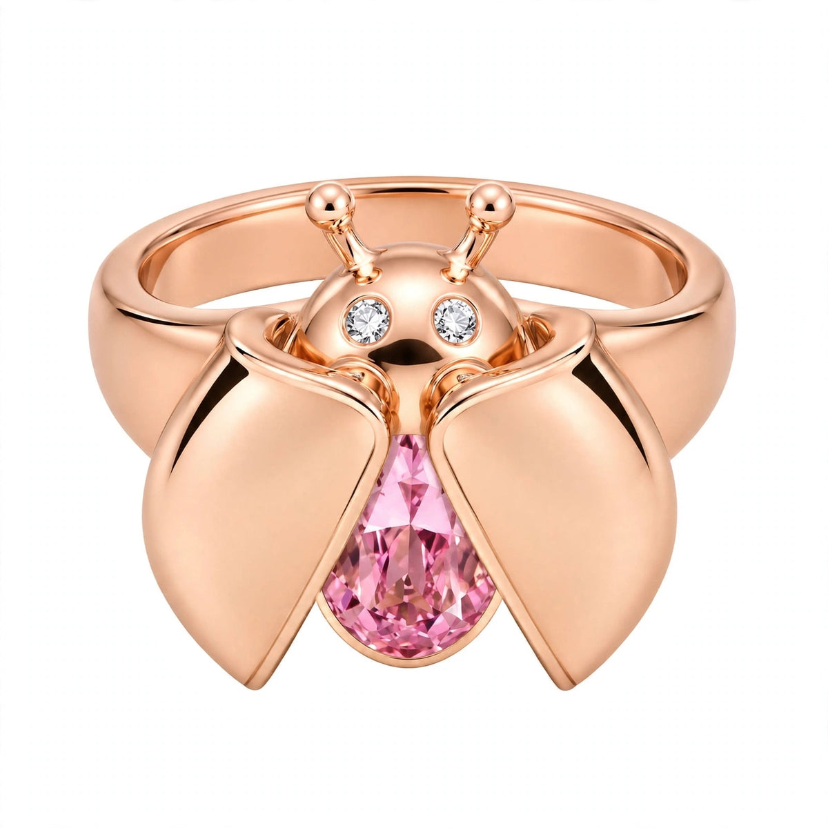 Nature-inspired ladybug cocktail ring.