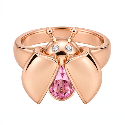 Nature-inspired ladybug cocktail ring.