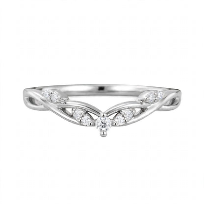14K Yellow Gold Nature-Inspired Curved Diamond Wedding Band