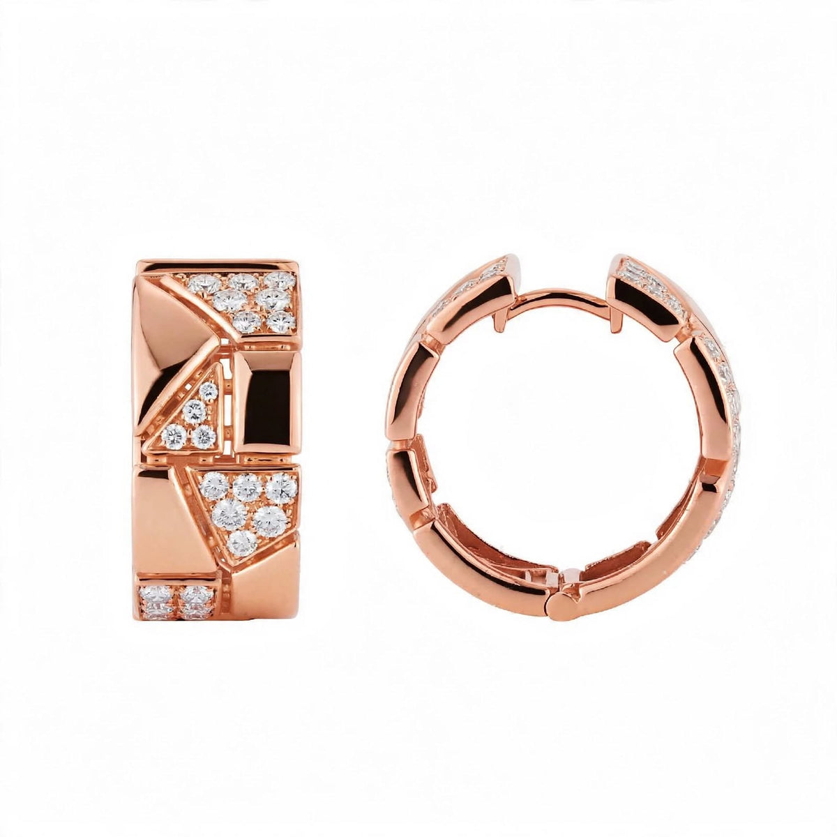 18K Yellow Gold Jigsaw Geometric Hoop Earrings