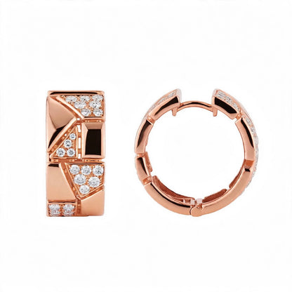 18K Yellow Gold Jigsaw Geometric Hoop Earrings
