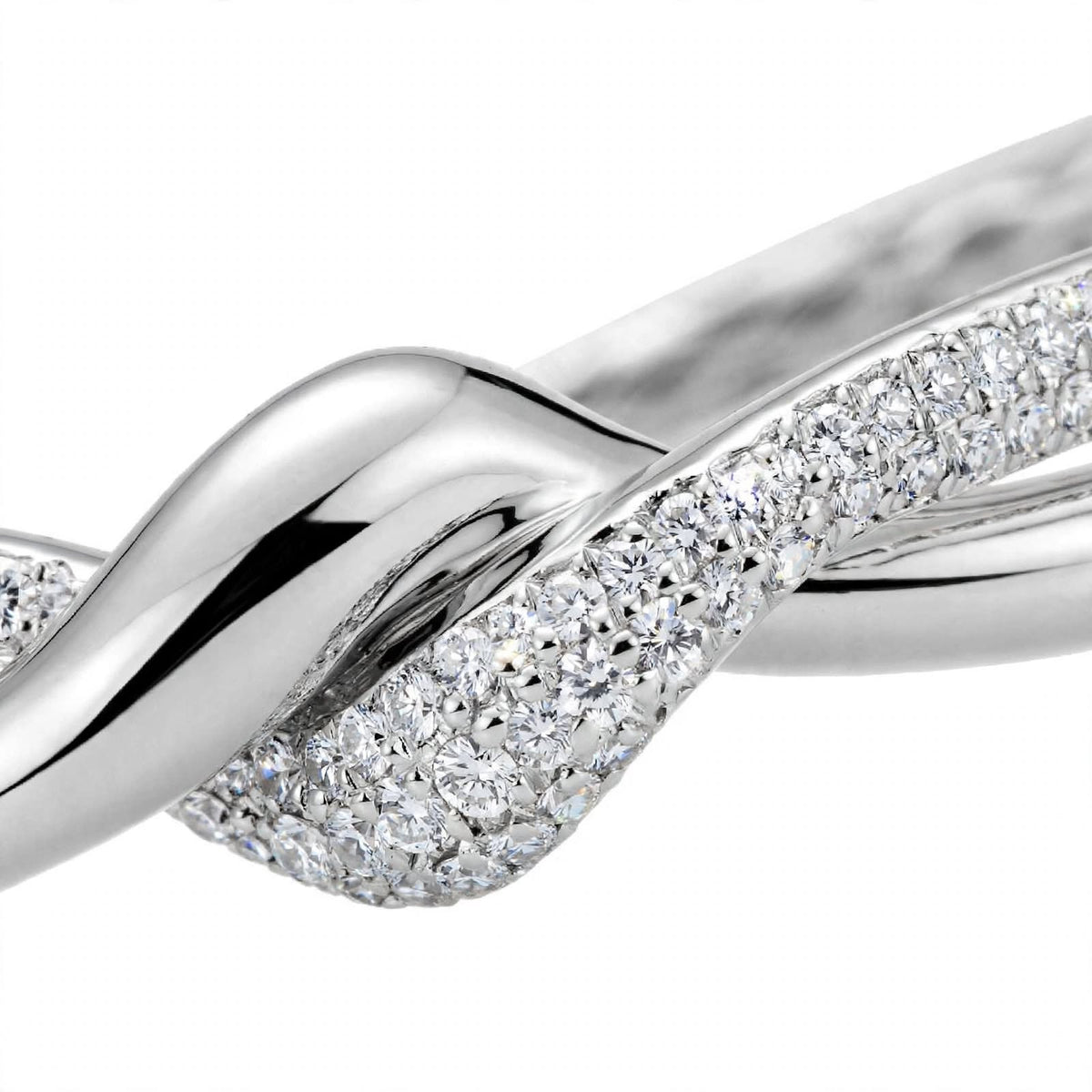 18K Rose Gold Interlocking Infinity Knot Diamond Bangle Bracelet
