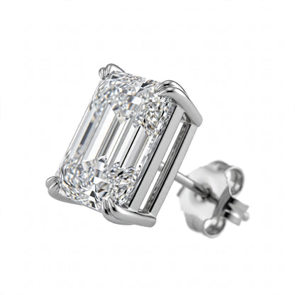 14K White Gold Emerald-Cut Solitaire Stud Earrings