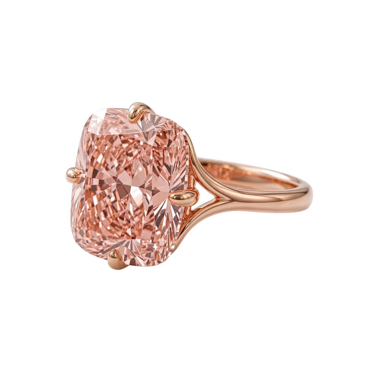 14K Rose Gold Elongated Cushion Cut Morganite Engagement Ring.