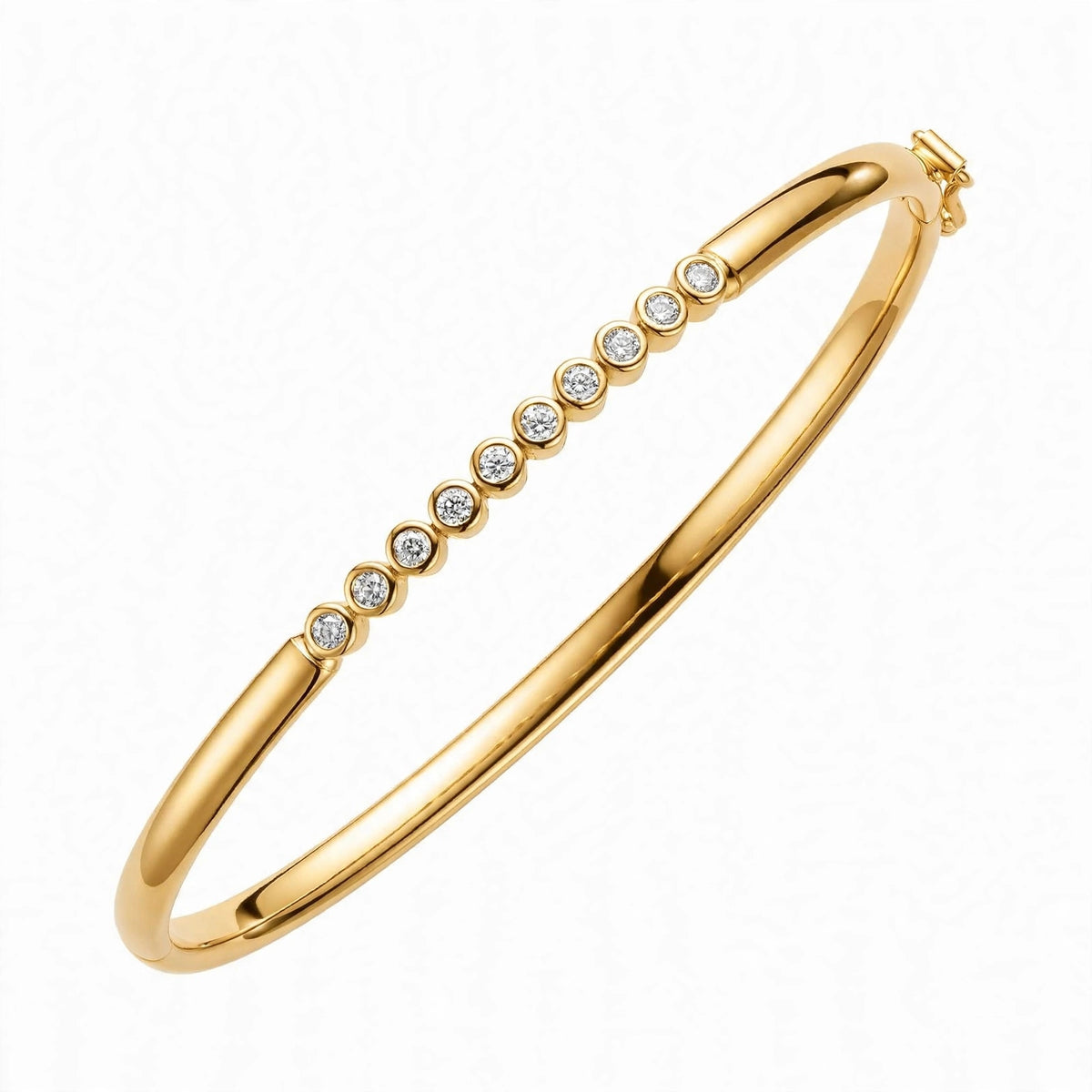 14K Rose Gold Floating Bezel-Set Diamond Bangle Bracelet