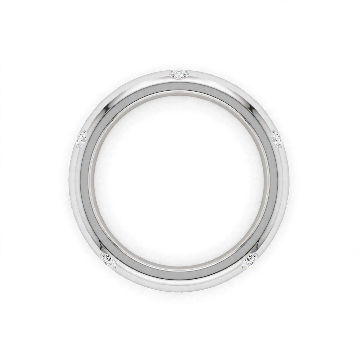 14K White Gold Scattered Flush-Set Diamond Wedding Band