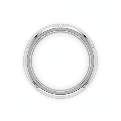 14K White Gold Scattered Flush-Set Diamond Wedding Band