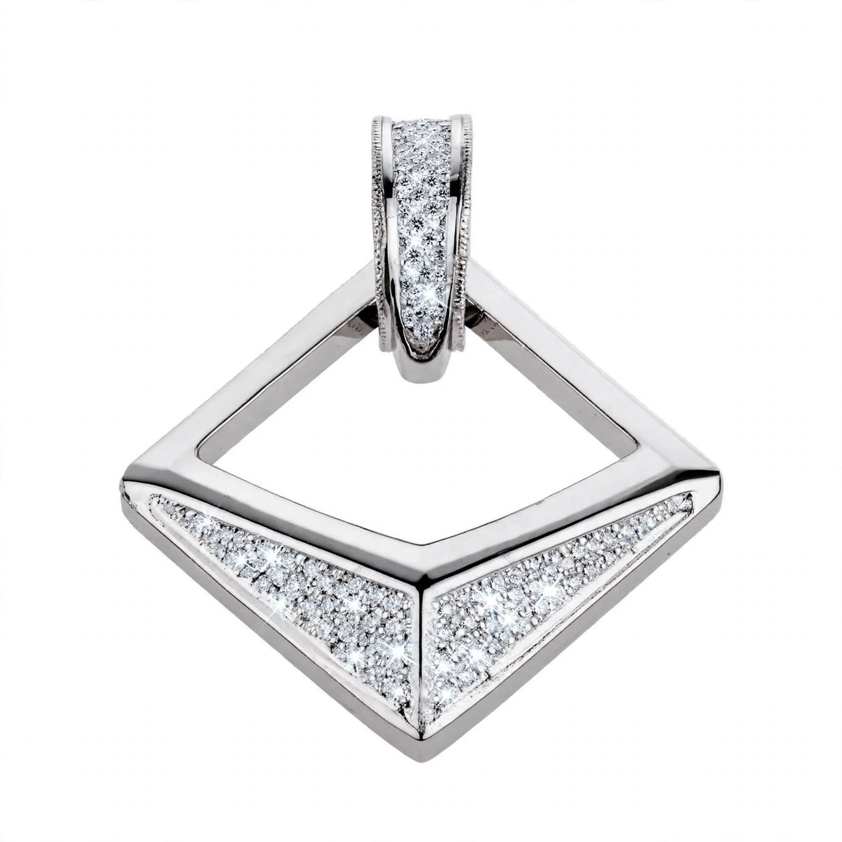 18K Rose Gold Modern Geometric Open Rhombus Diamond Pendant