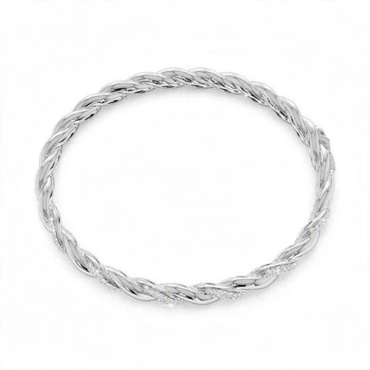 18K Rose Gold Pavé Diamond Twisted Rope Bangle Bracelet