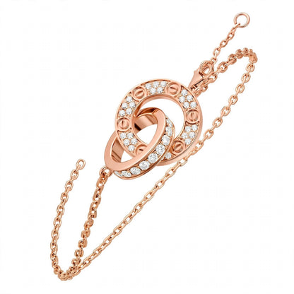 18K Yellow Gold Interlocking Circle Chain Bracelet