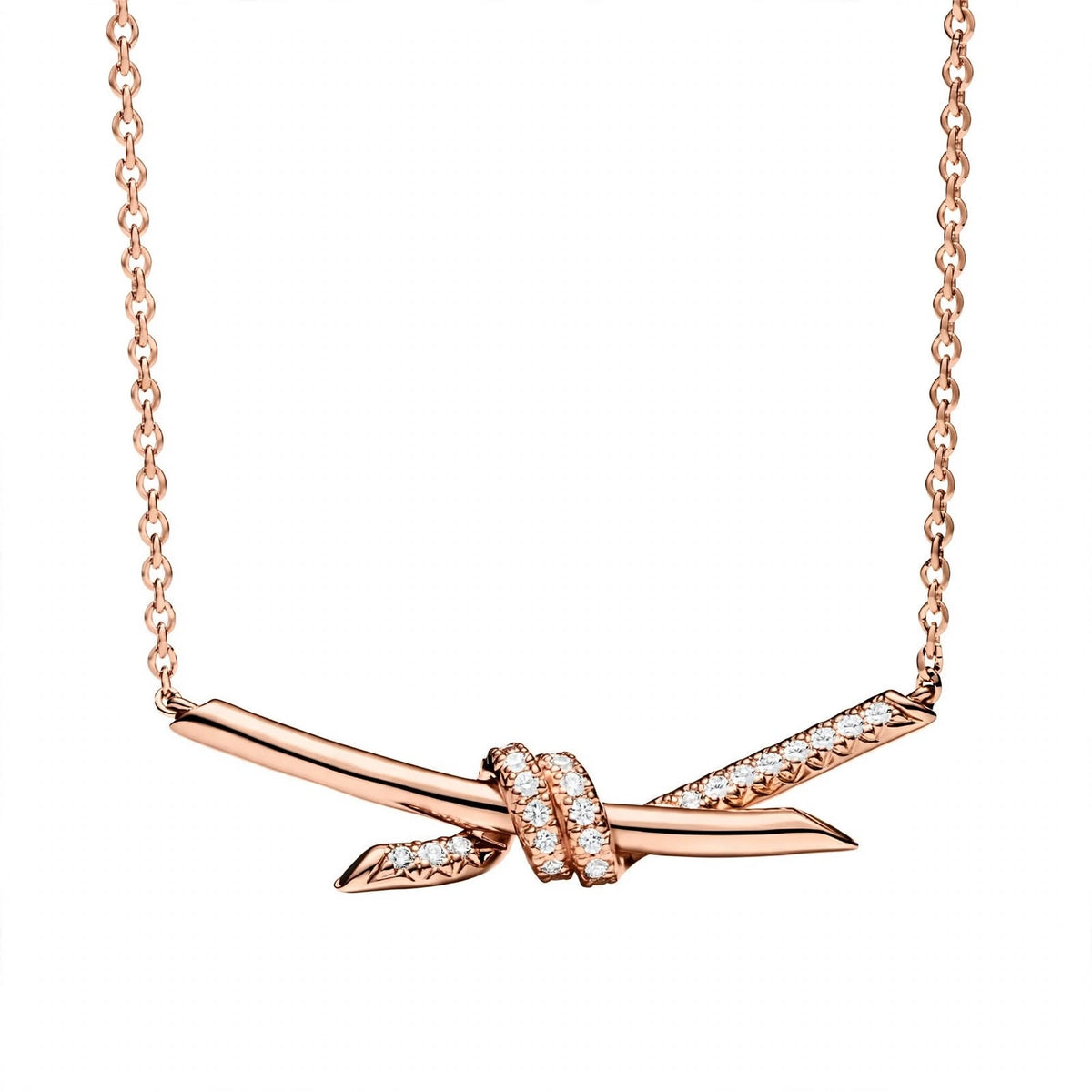 18K Yellow Gold Interlocking Knot Pendant Necklace