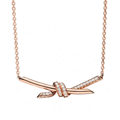 18K Yellow Gold Interlocking Knot Pendant Necklace