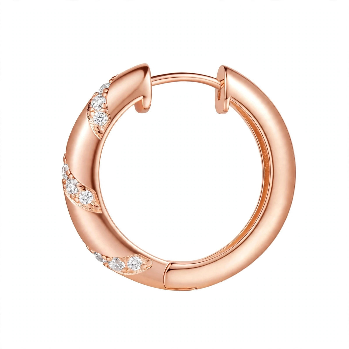 14K Yellow Gold Twisted Diamond Huggie Hoop Earrings