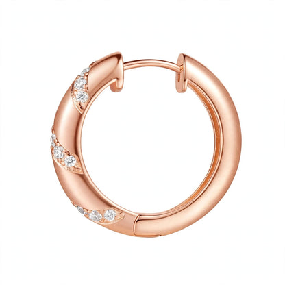 14K Yellow Gold Twisted Diamond Huggie Hoop Earrings