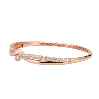 18K Rose Gold Interlocking Infinity Knot Diamond Bangle Bracelet
