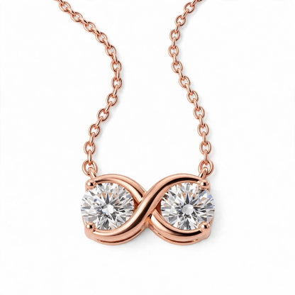 14K Yellow Gold Double Diamond Infinity Pendant Necklace