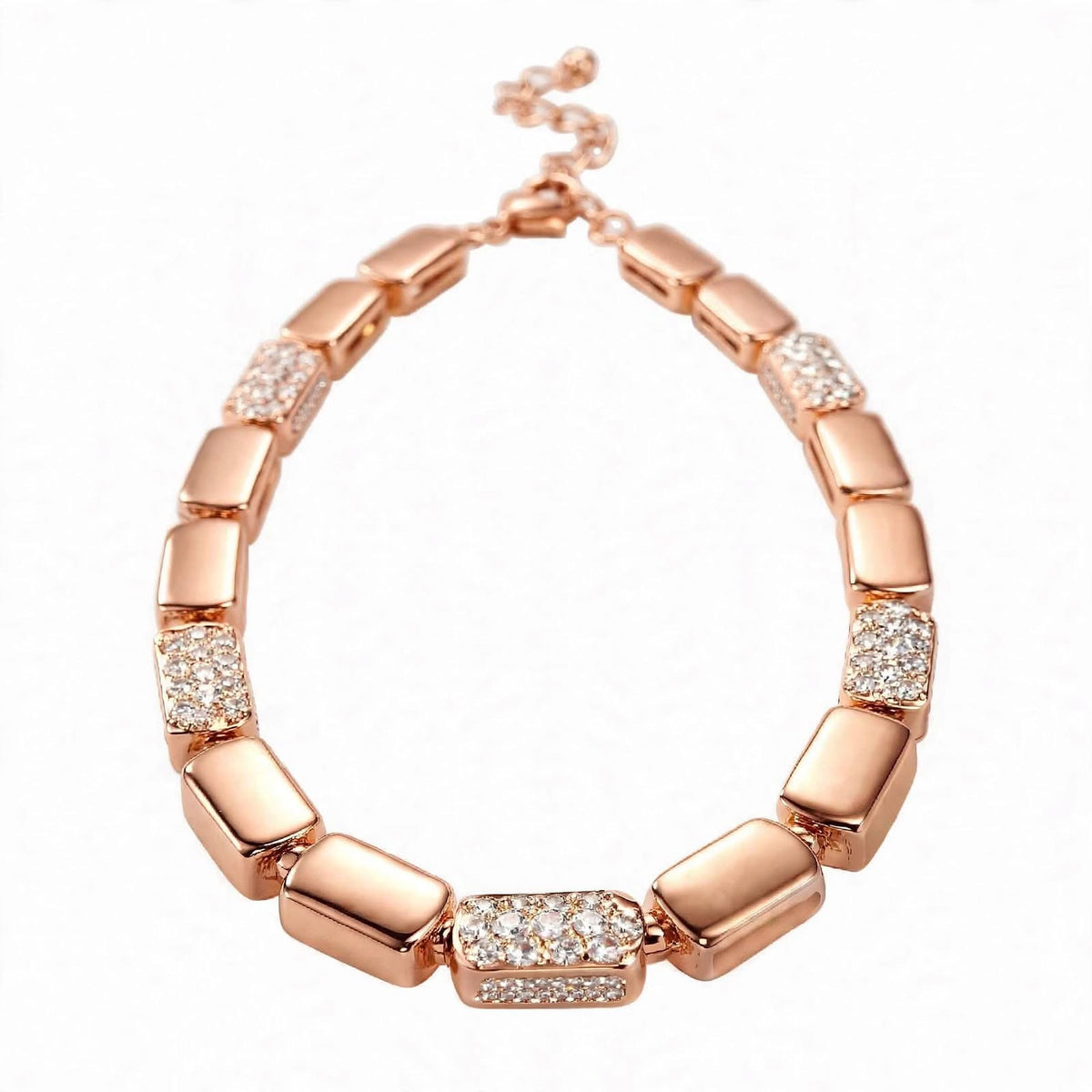 18K Gold Plated Radiant Rectangle Block Link Bracelet