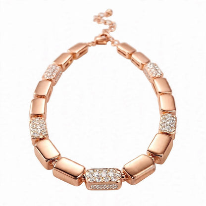 18K Gold Plated Radiant Rectangle Block Link Bracelet