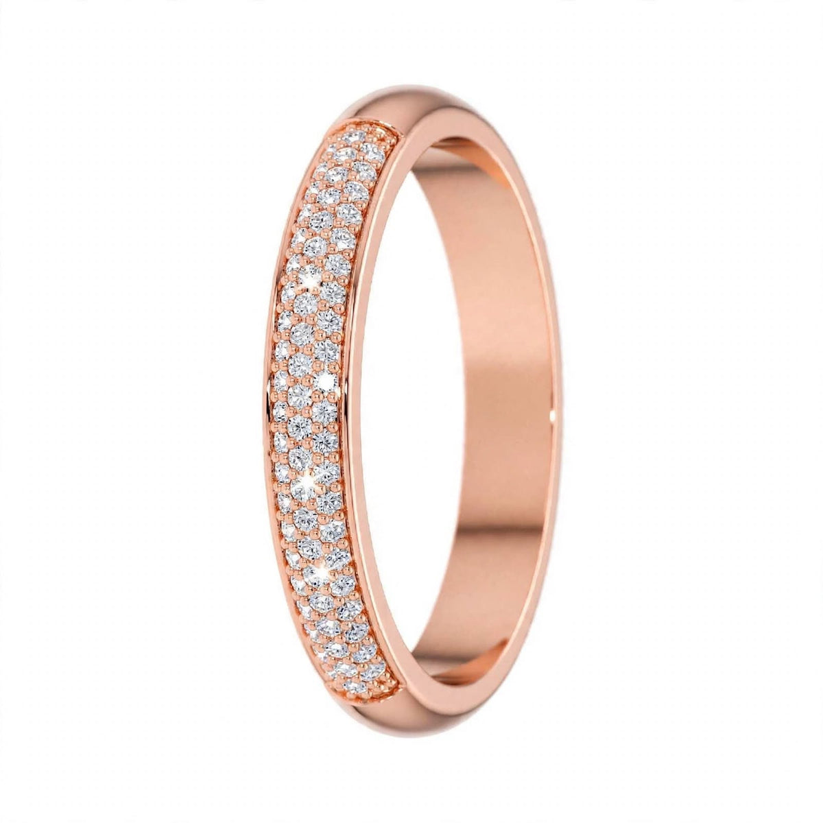 14K Yellow Gold Triple Row Pavé Diamond Eternity Band