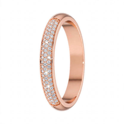 14K Yellow Gold Triple Row Pavé Diamond Eternity Band