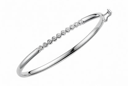 14K Rose Gold Floating Bezel-Set Diamond Bangle Bracelet