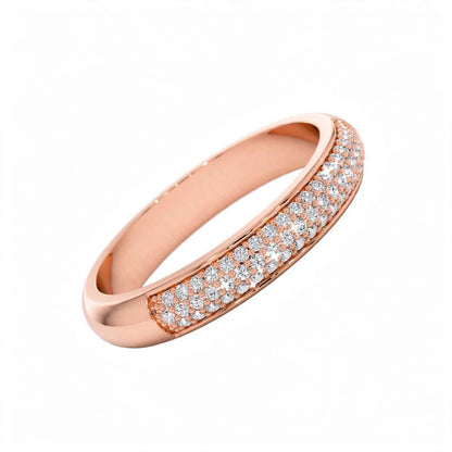 14K Yellow Gold Triple Row Pavé Diamond Eternity Band