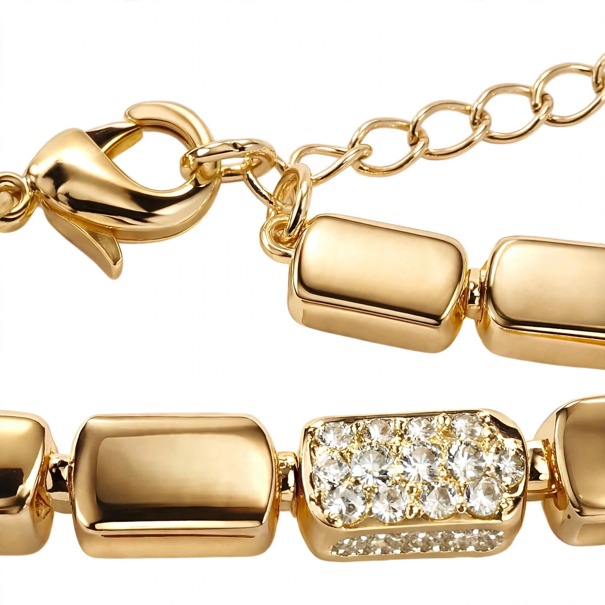 18K Gold Plated Radiant Rectangle Block Link Bracelet