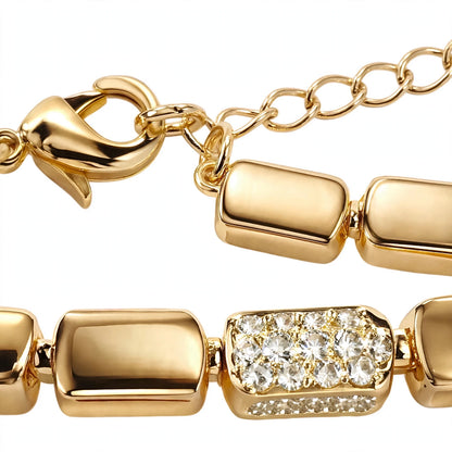 18K Gold Plated Radiant Rectangle Block Link Bracelet
