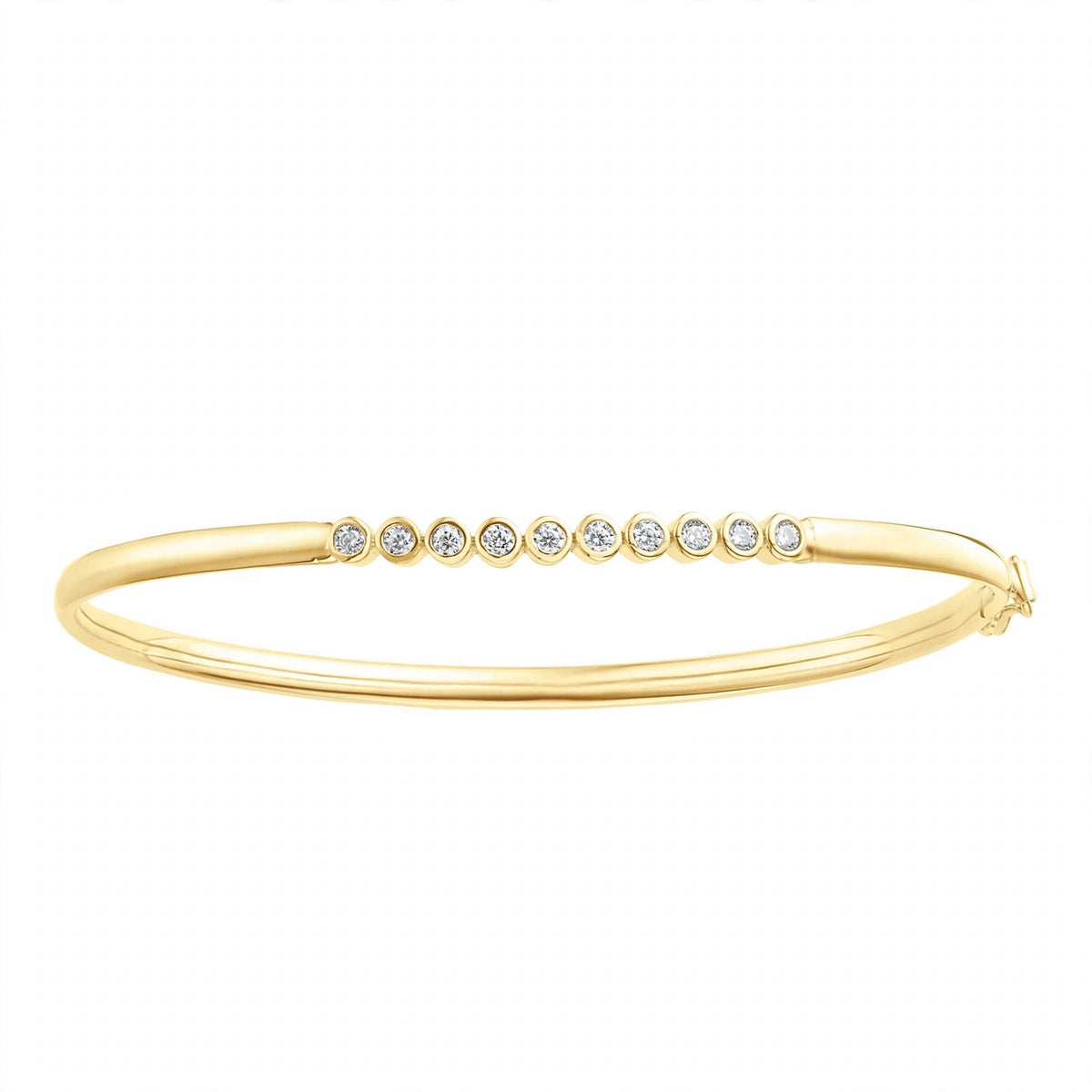 14K Rose Gold Floating Bezel-Set Diamond Bangle Bracelet